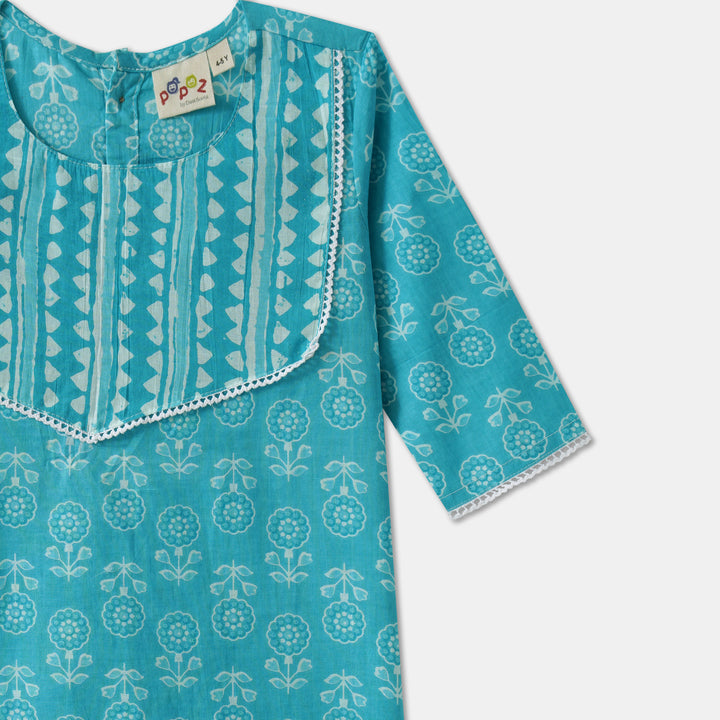 Girls Sky Blue Kurti and Pajama with Dupatta