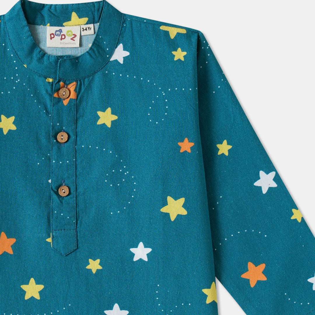 Starry Night Print Kurta Pajama Set