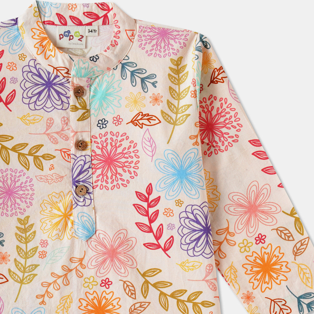 Multicolor Floral Print Kurta Pajama Set