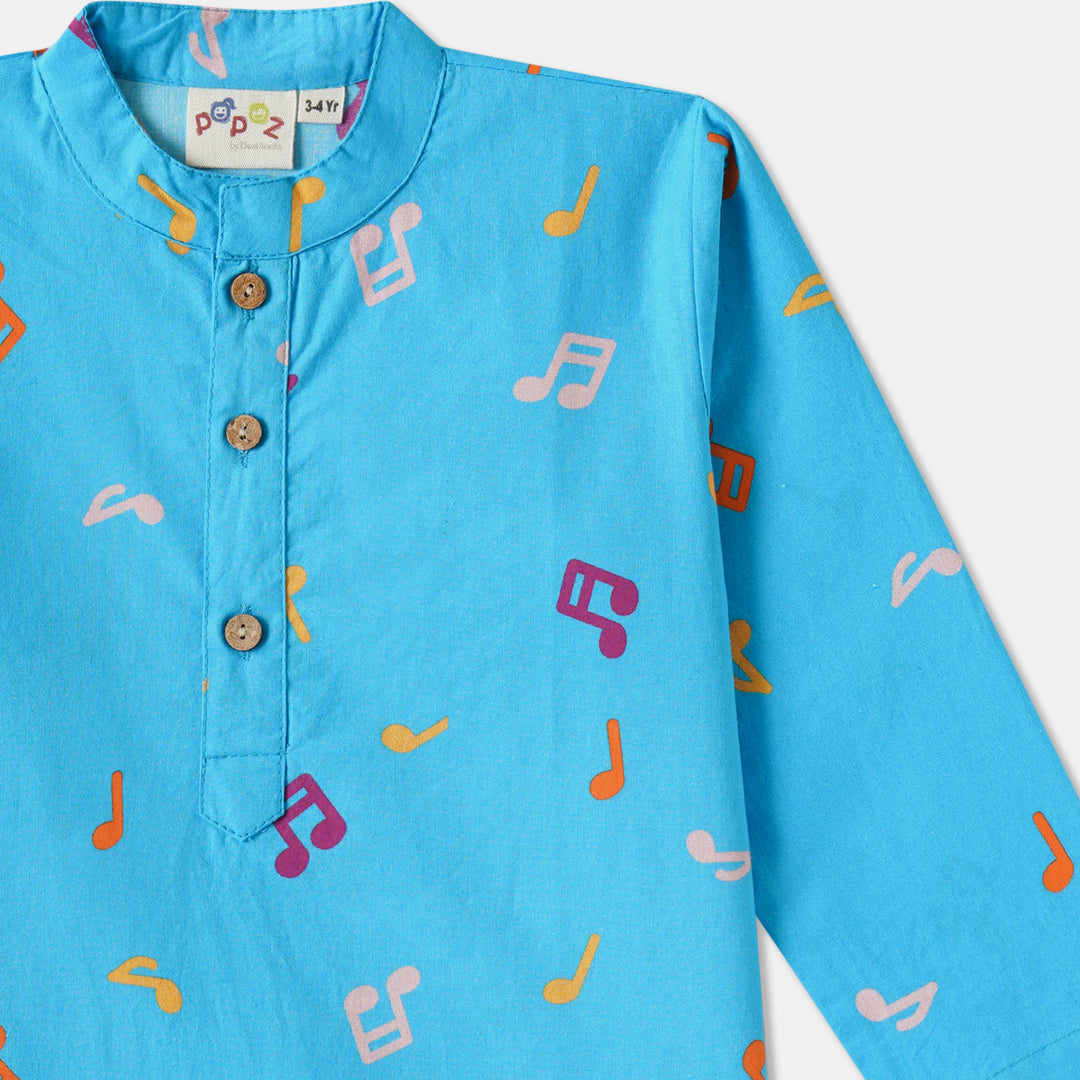 Musical Notes Print Kurta Pajama Set