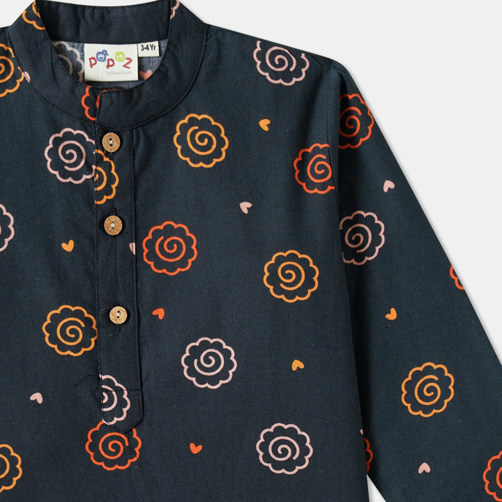 Floral Mandala Print Kurta Pajama Set