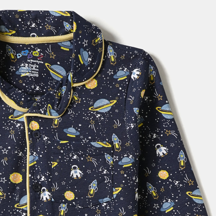 Navy Blue Night Suit with Space Print