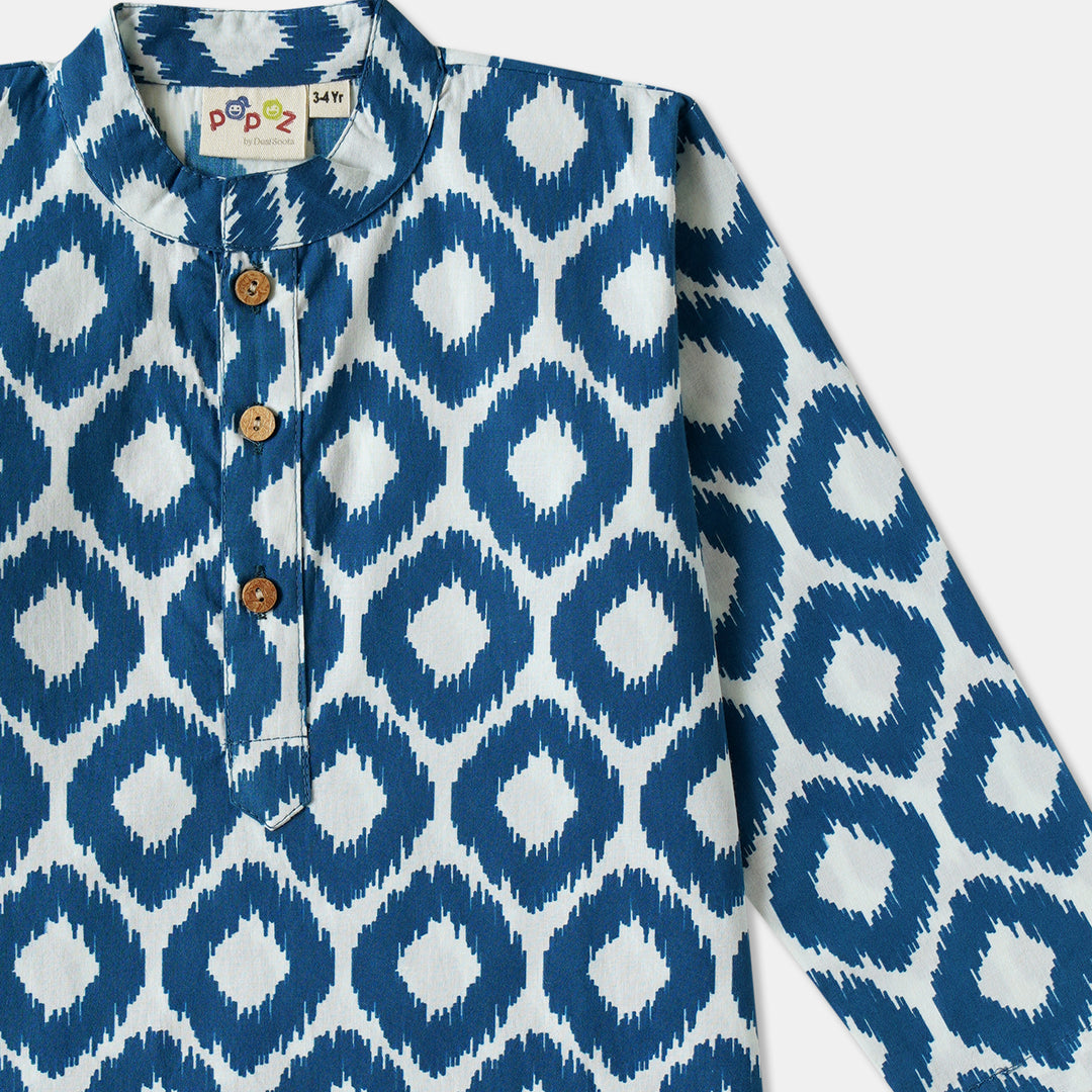 Blue Ikat Kurta Pajama Set