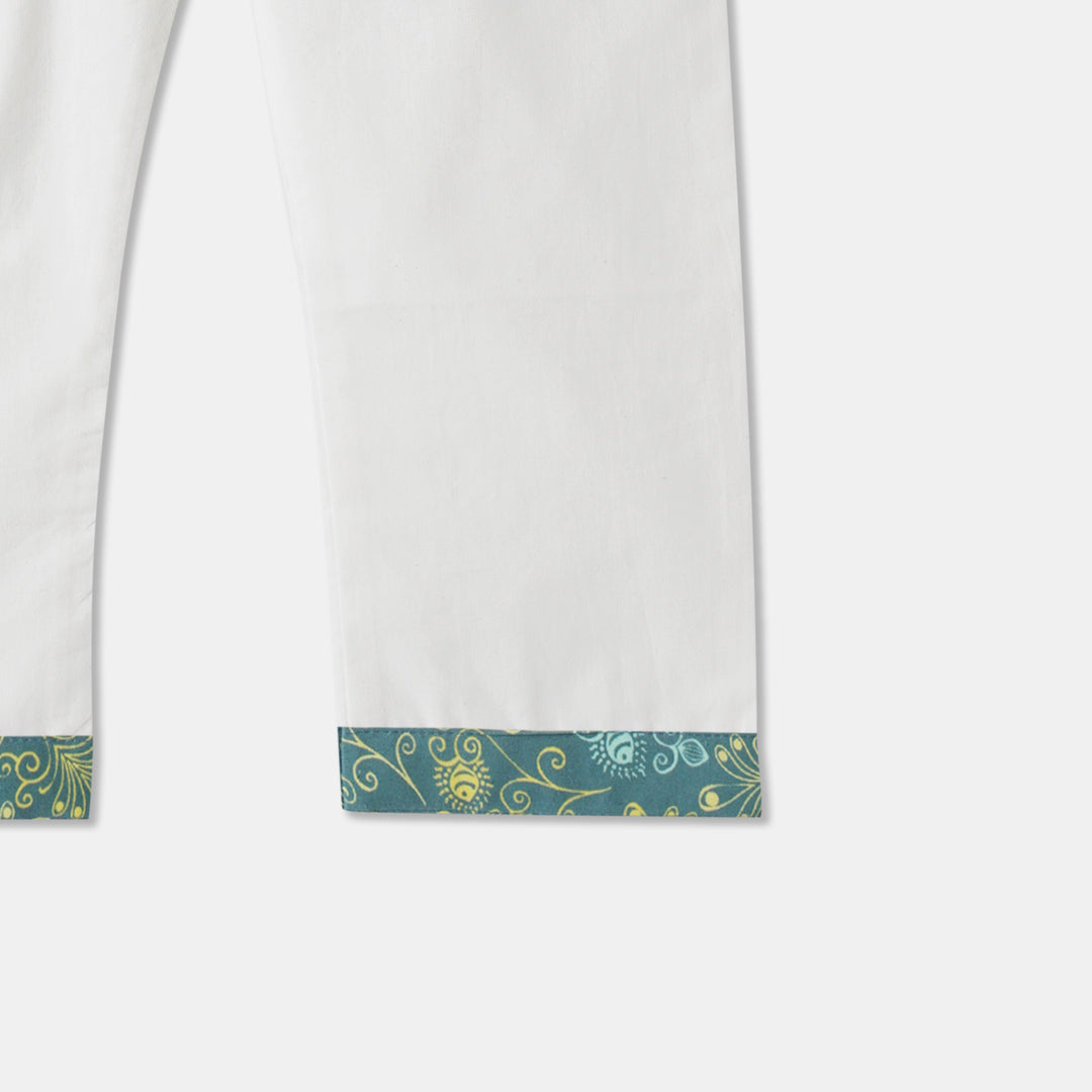 Teal Floral Vine Print Kurta Pajama Set