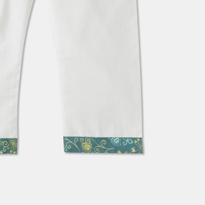 Teal Floral Vine Print Kurta Pajama Set
