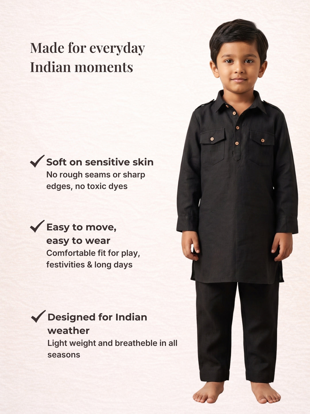 Black Pathani Kurta Pajama