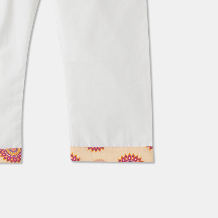 Peach Floral Motif Print Kurta Pajama Set