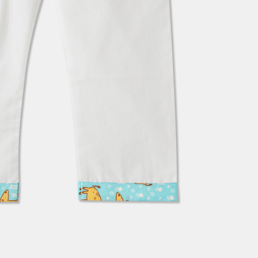Aqua Llama Print Kurta Pajama Set