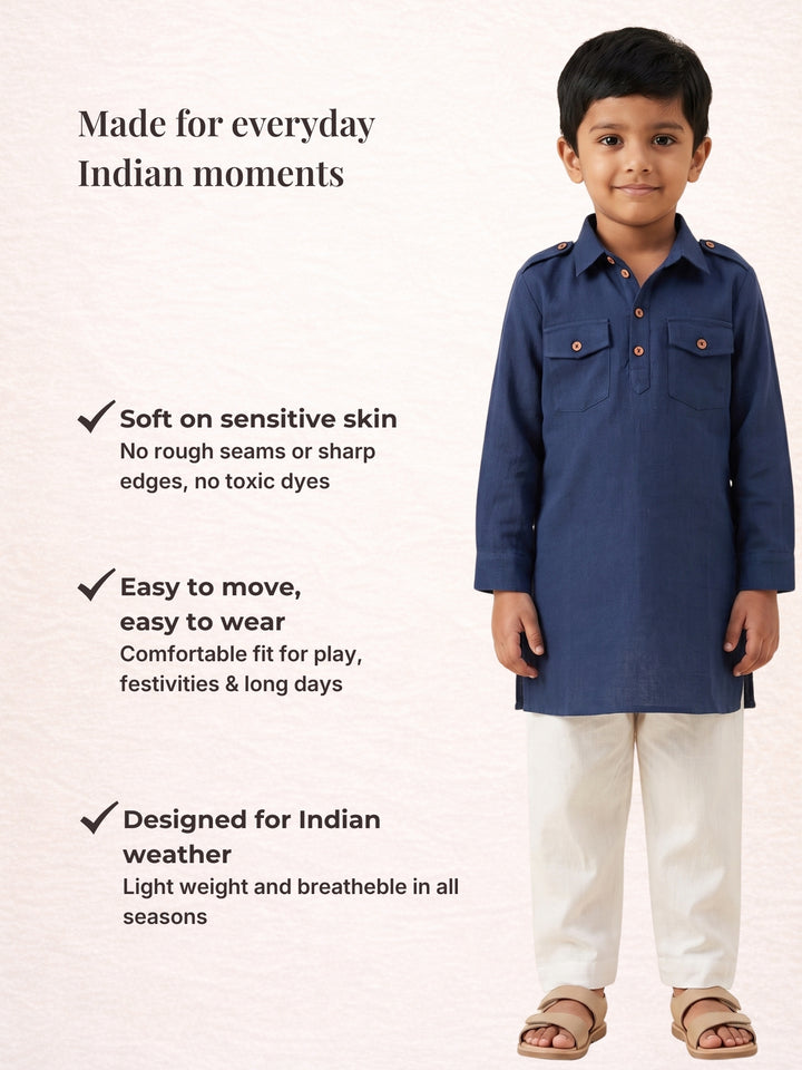 Blue Pathani Kurta Pajama