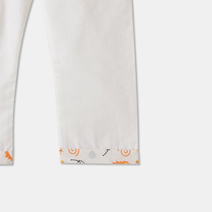 Cute Lion Faces Print Kurta Pajama Set