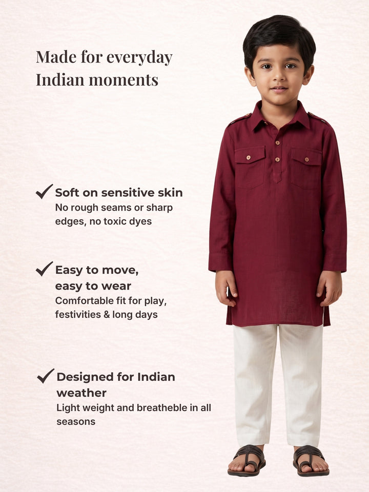 Maroon Pathani Kurta Pajama