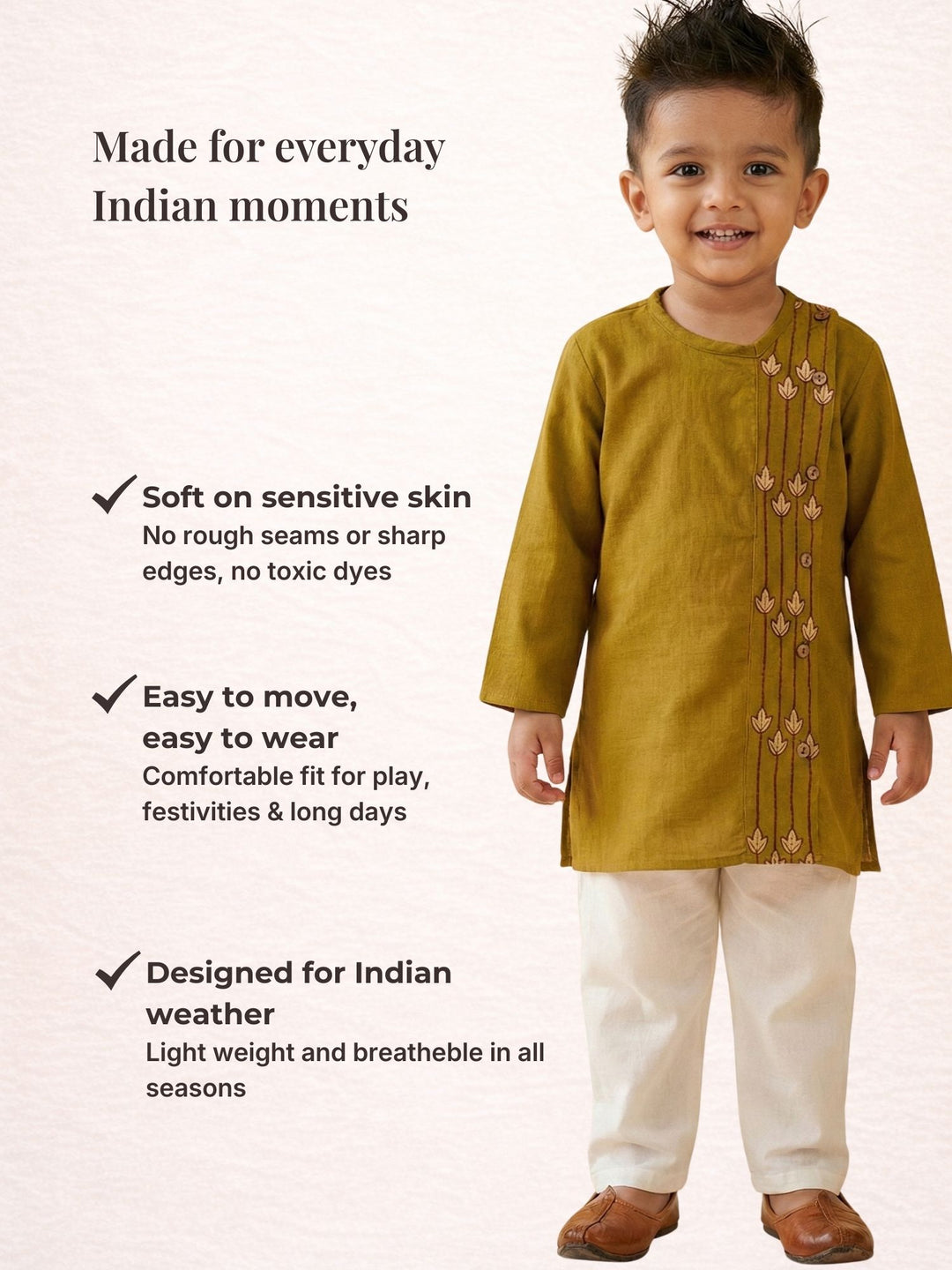 Mustard Embroidered Side Cut