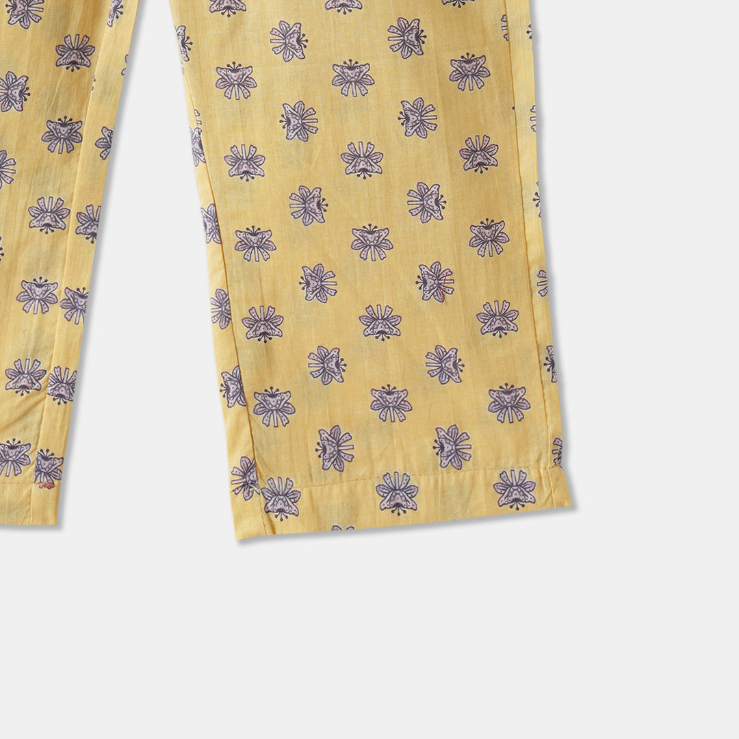 Yellow Floral Kurti Pajama & Dupatta
