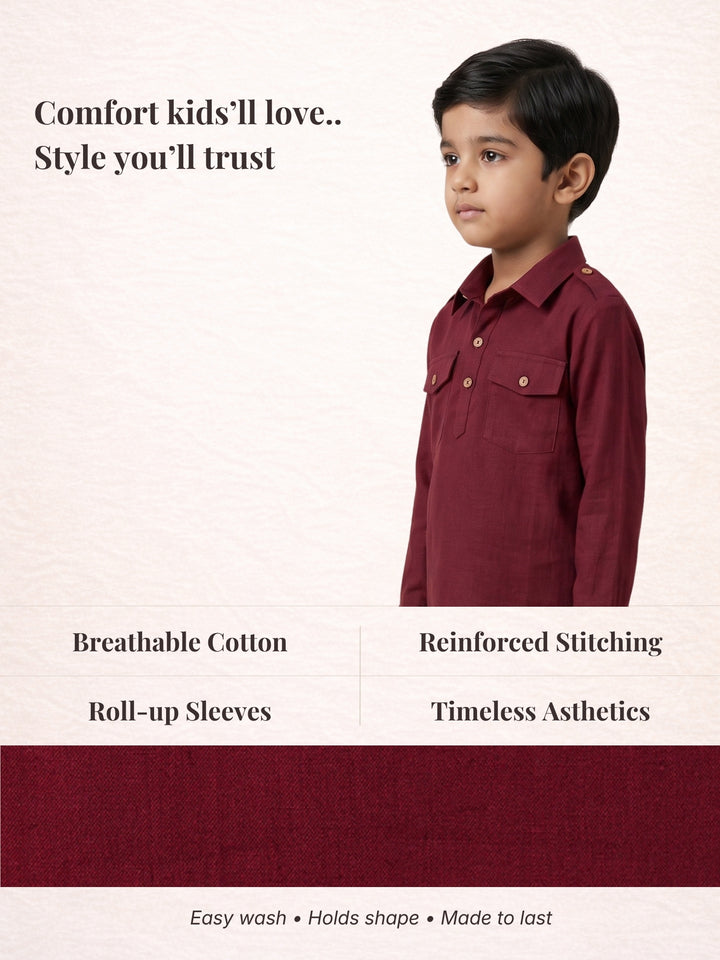 Maroon Pathani Kurta Pajama