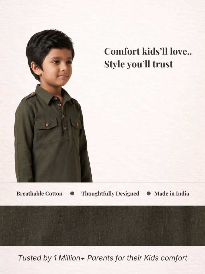 Olive Pathani Kurta Pajama
