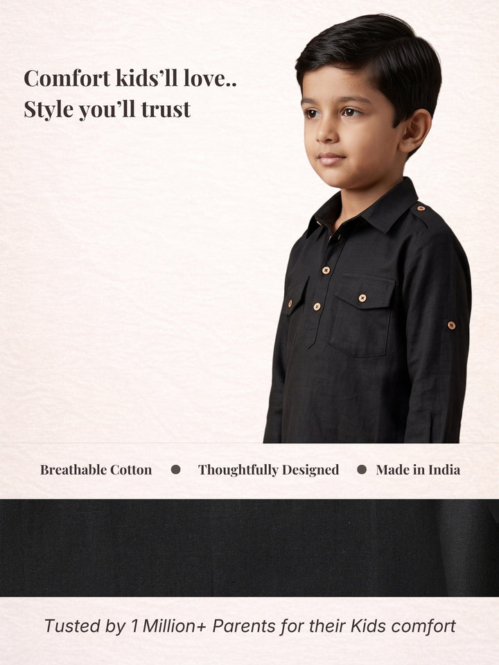 Black Pathani Kurta Pajama