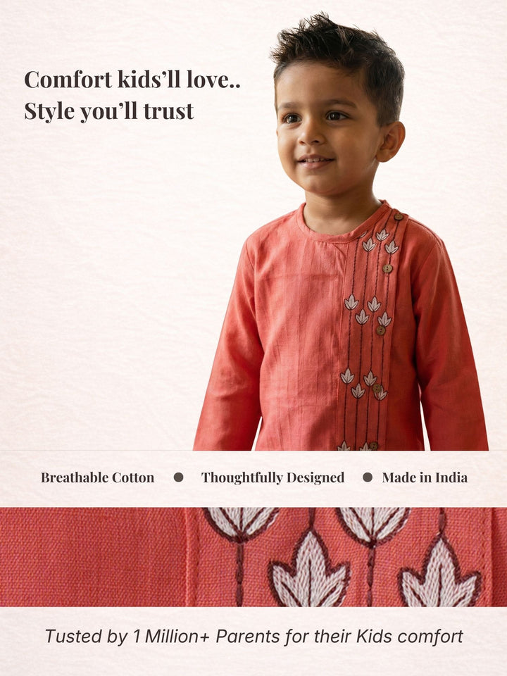 Coral Embroidered Side Cut