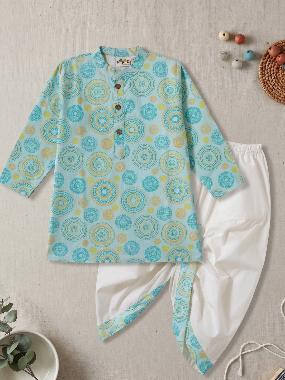 Aqua Mandala Kurta Dhoti Set