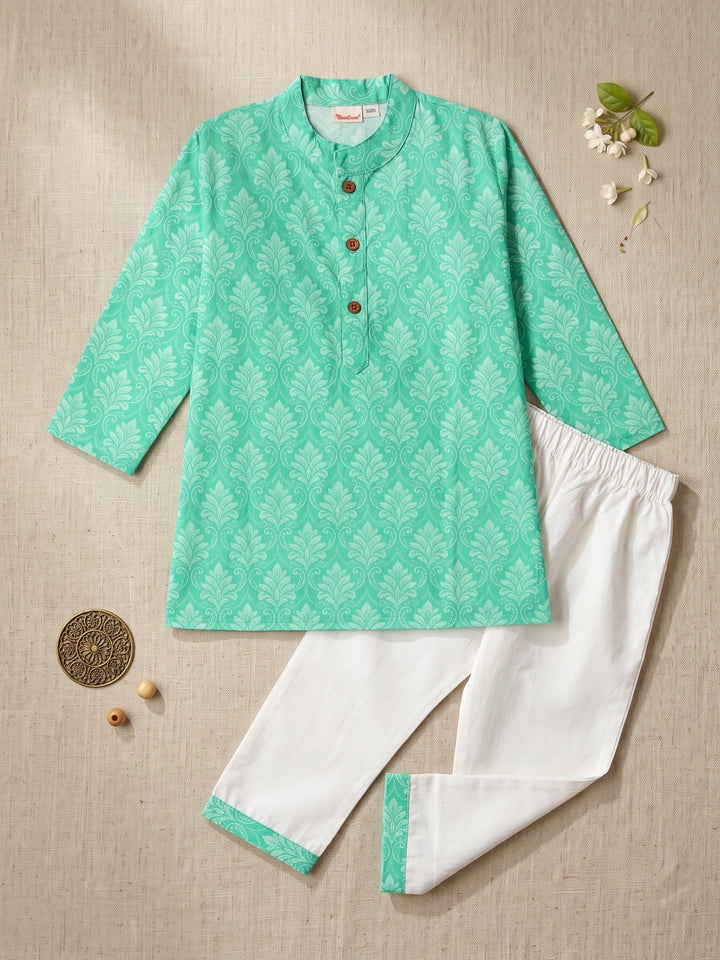 Aqua Floral Motif Print