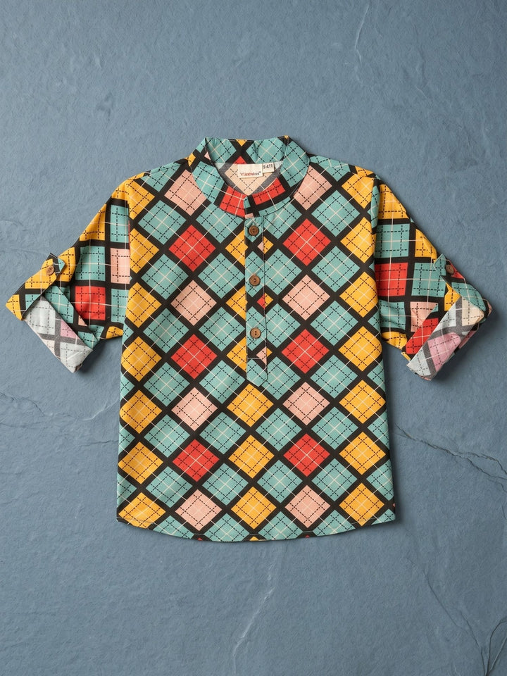 Multicolor Geometric Short Kurta