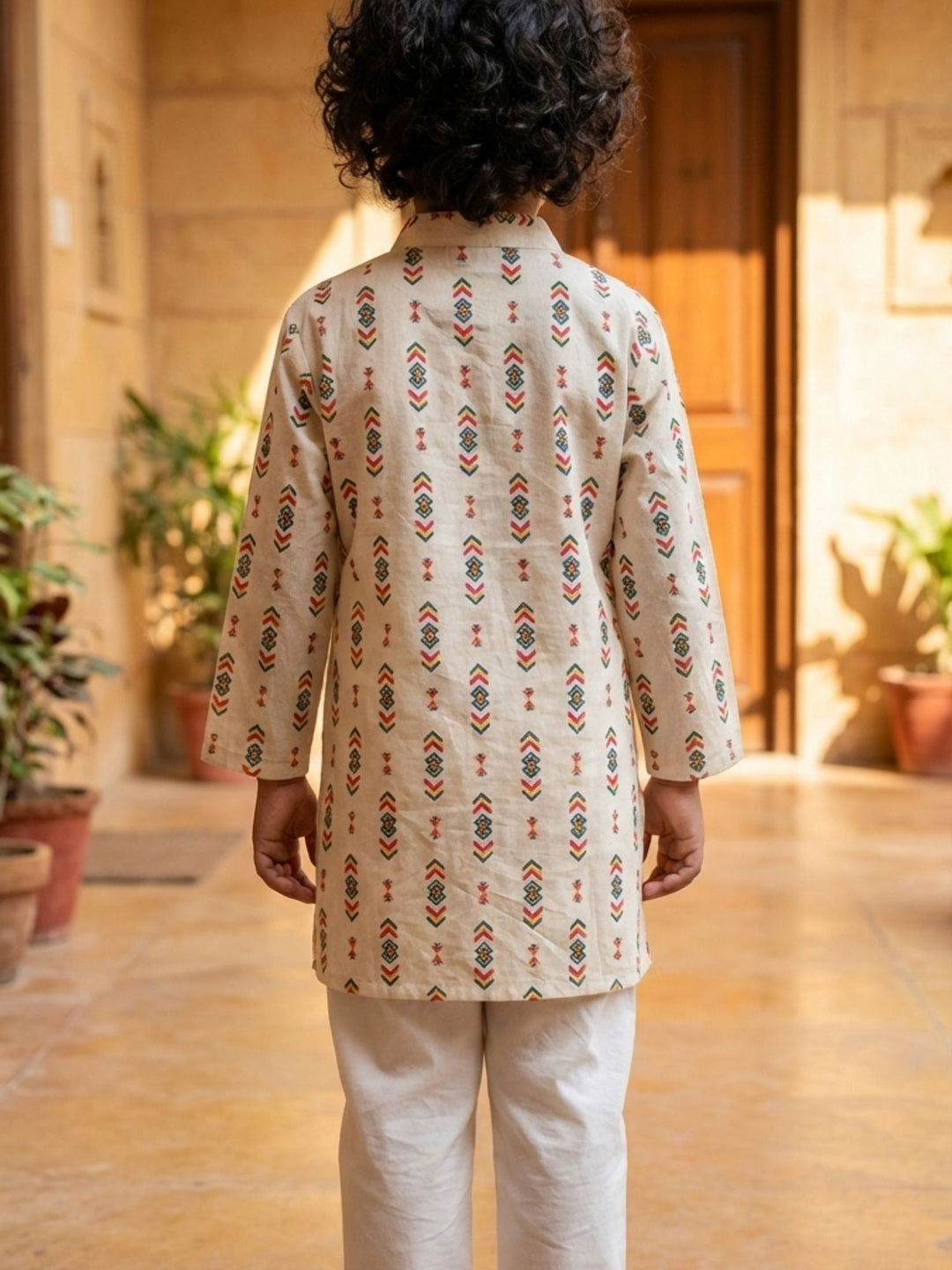 Ivory Tribal Motif Print