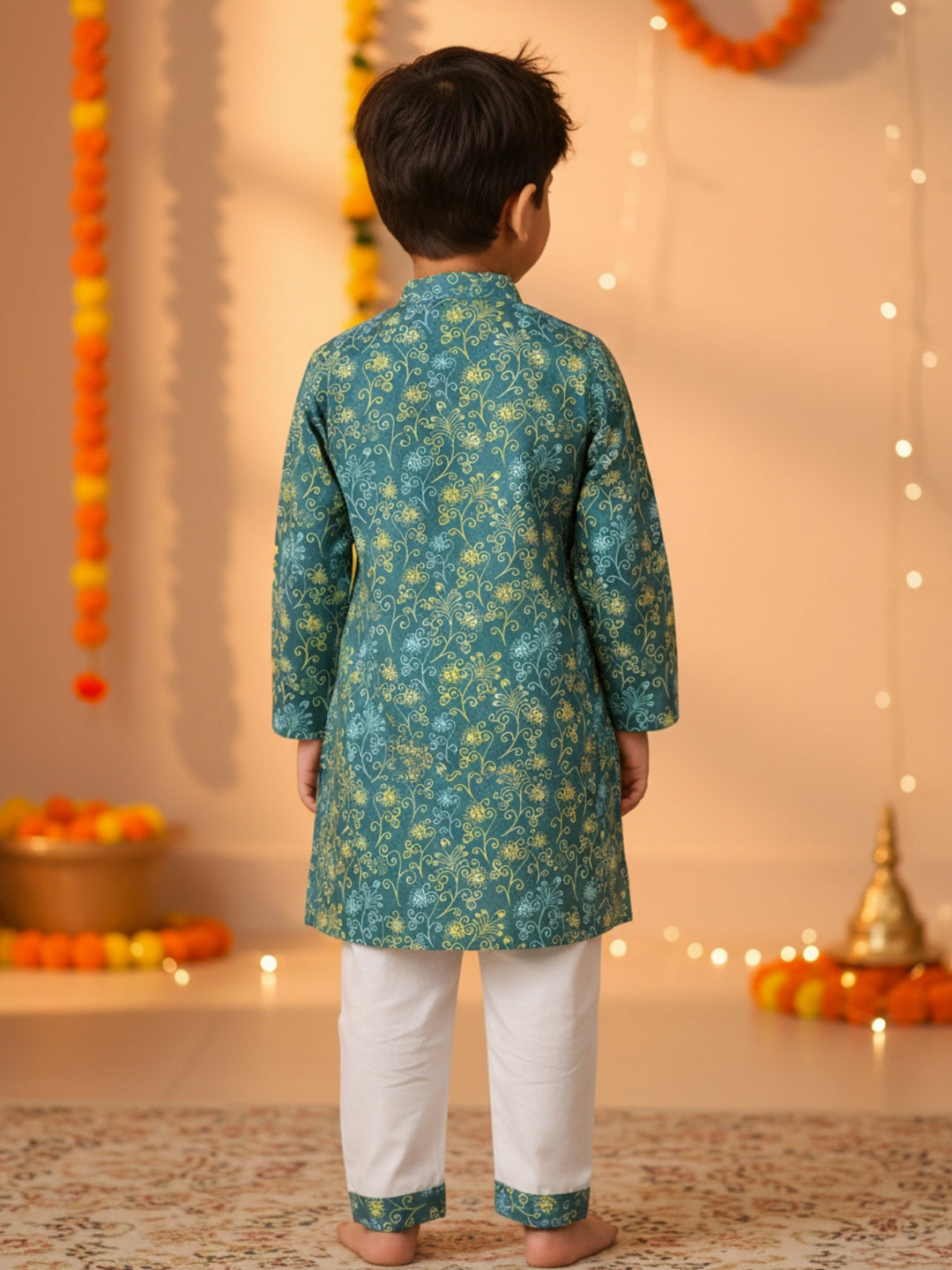 Teal Floral Vine Print