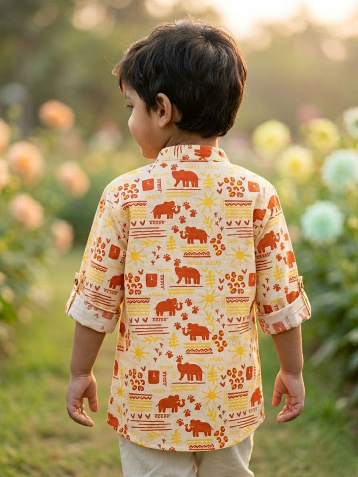Elephant Motif Short Kurta