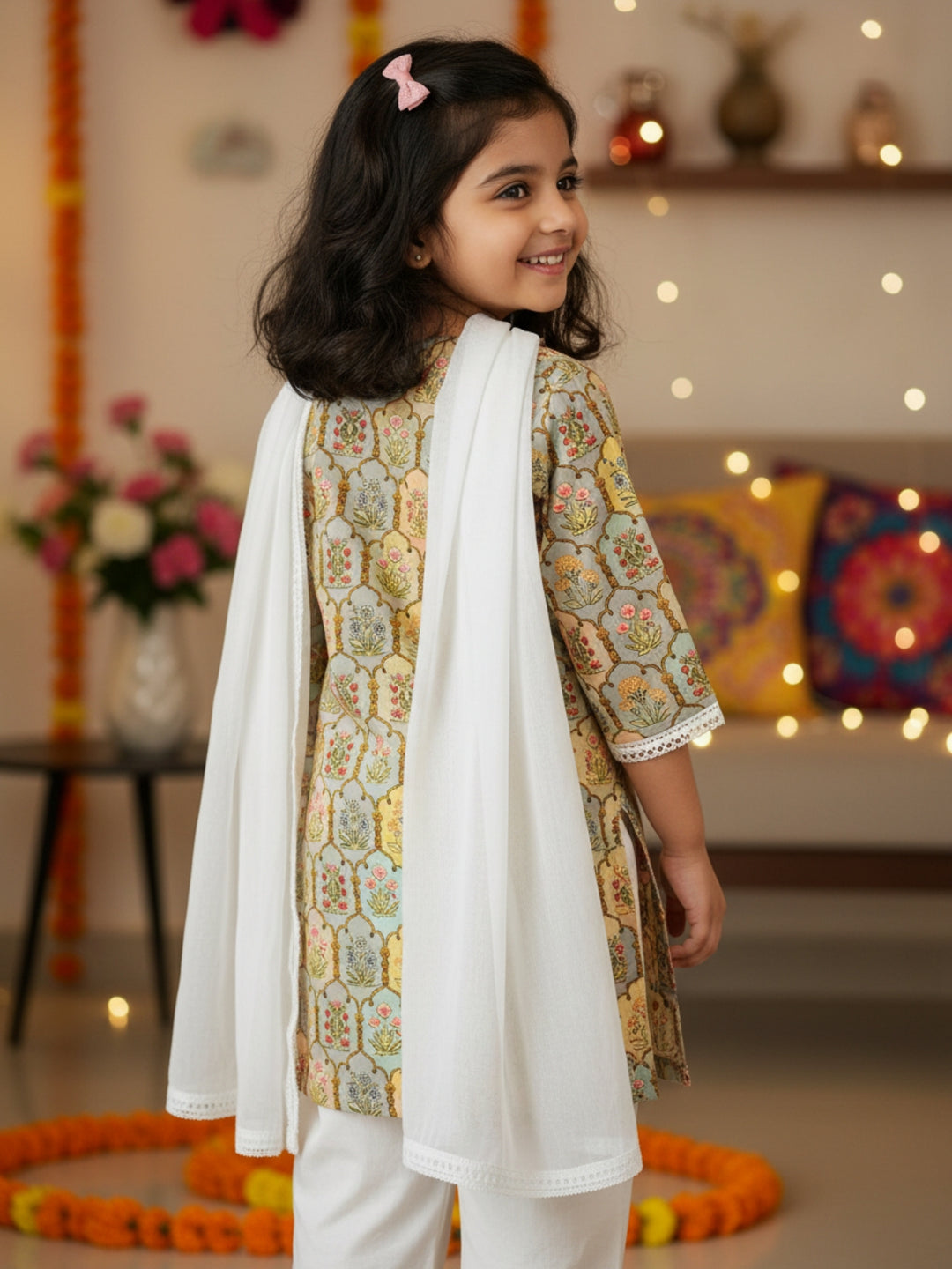 Multicolor Floral Print Kurti Set