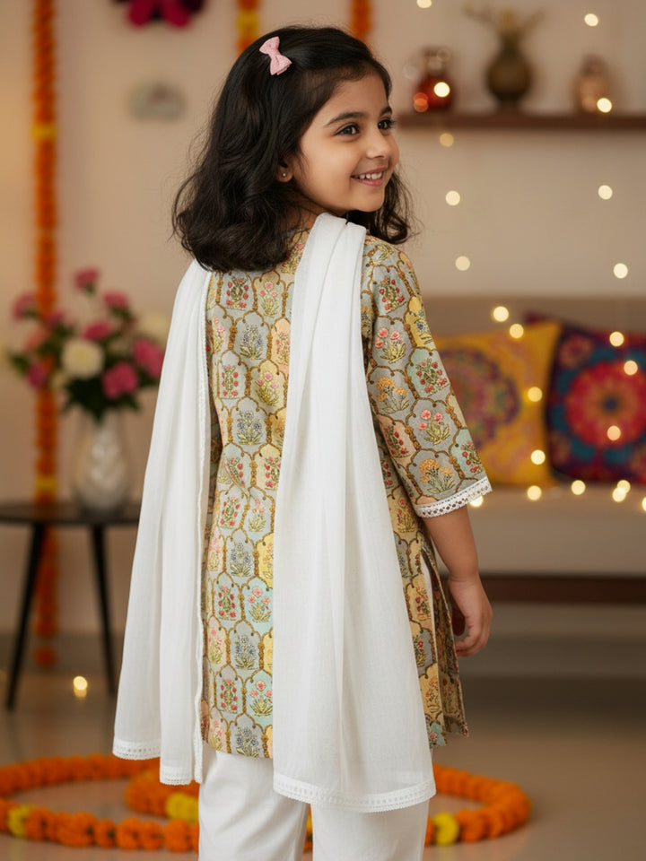 Multicolor Floral Print Kurti Set