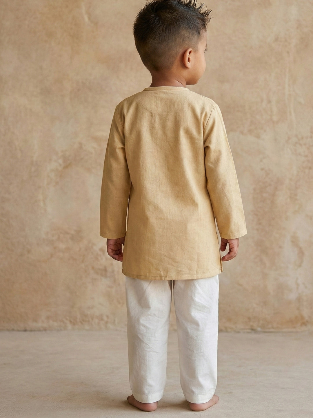 Beige Embroidered Side Cut