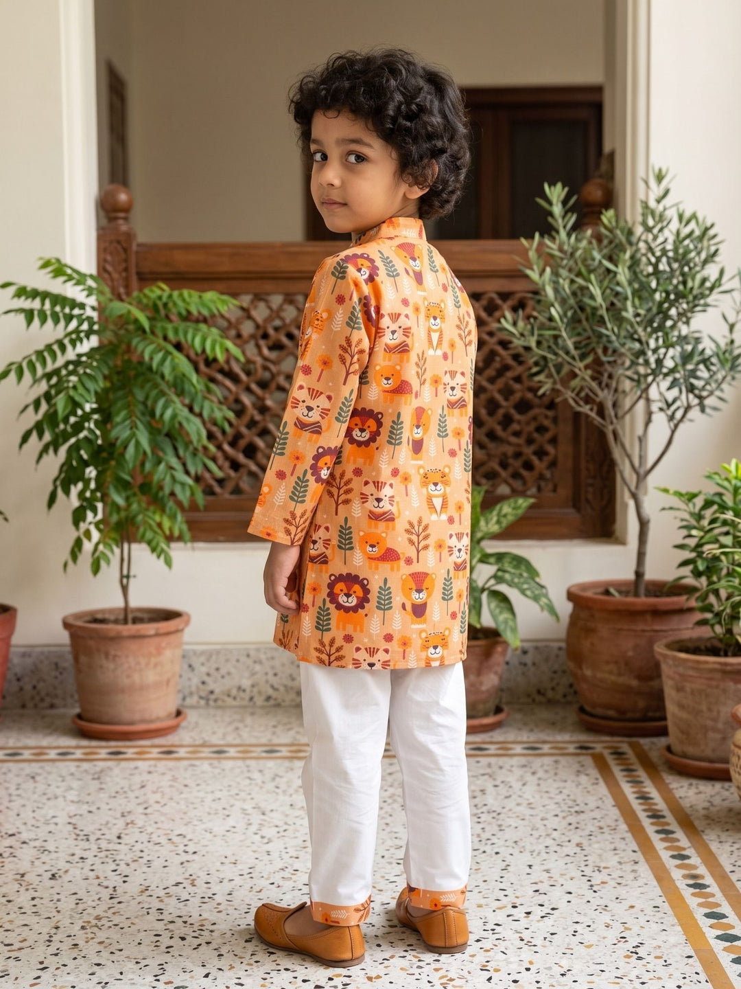 Orange Floral Animal Print