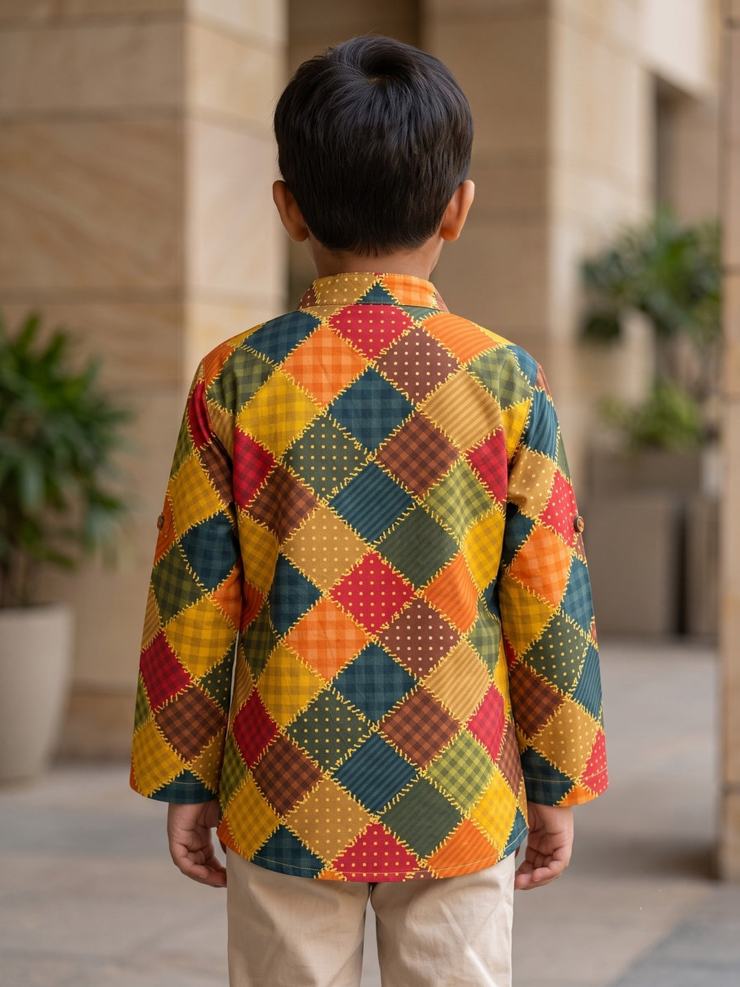Multicolor Patchwork Short Kurta