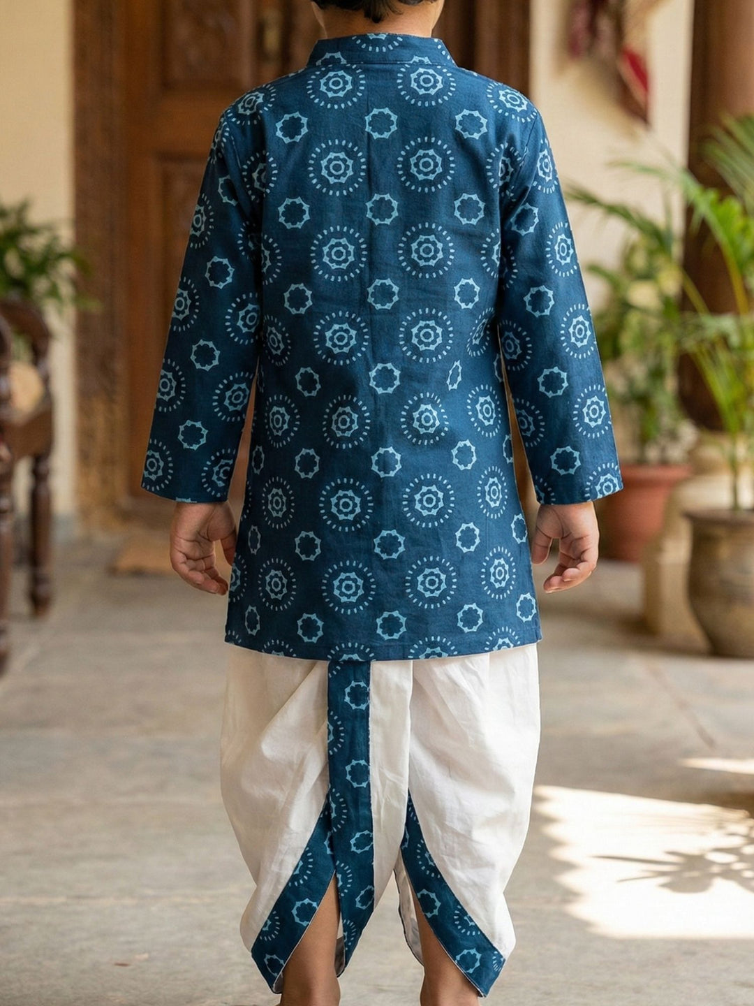 Navy Blue Mandala Kurta Dhoti Set