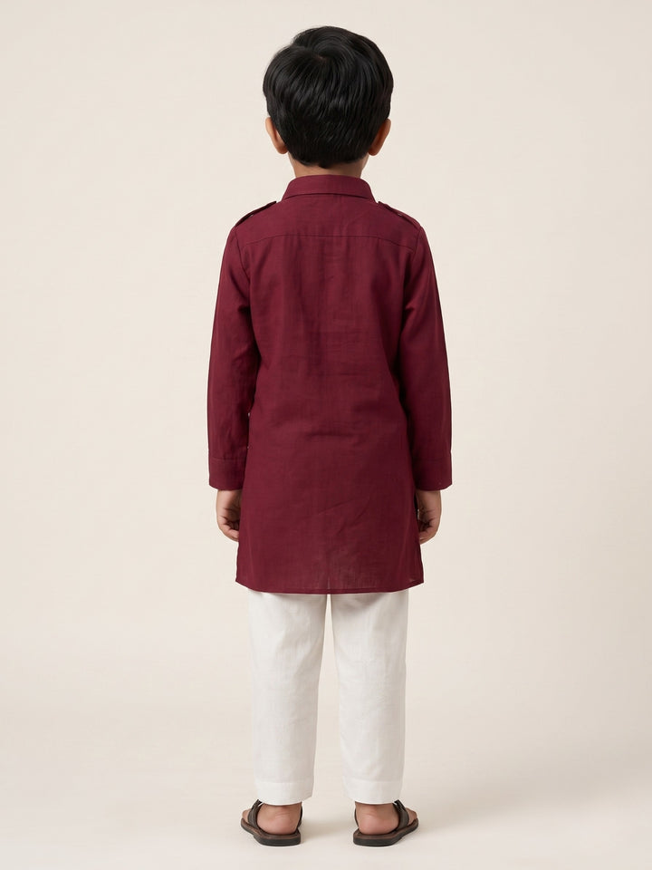 Maroon Pathani Kurta Pajama