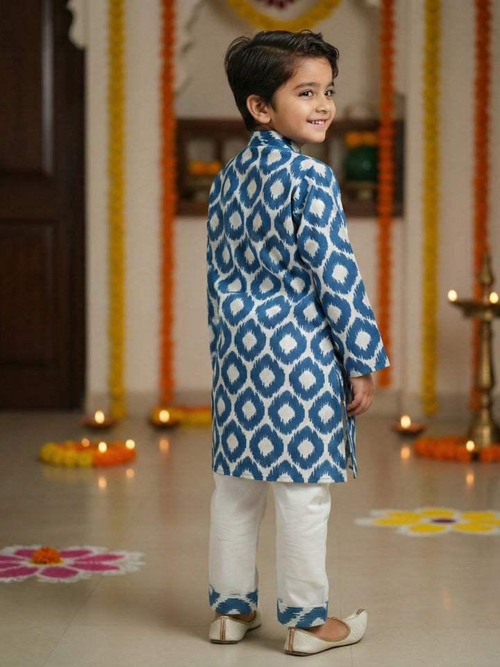 Blue Ikat Kurta Pajama Set