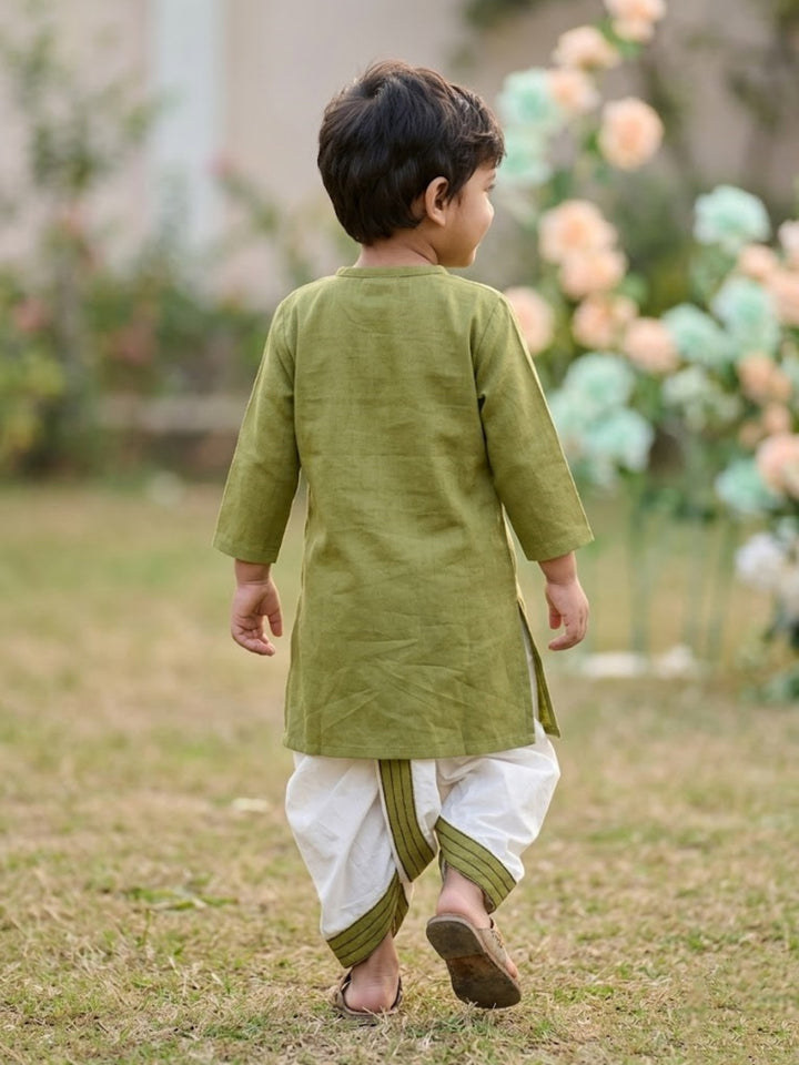 Green Embroidered Kurta Dhoti Set