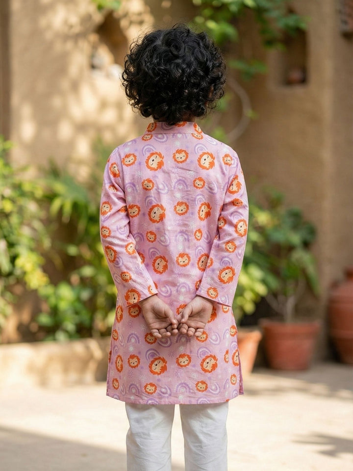 Pink Lion Rainbow Print