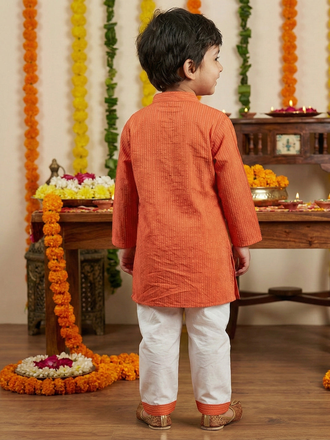 Orange Middle Cut Katha