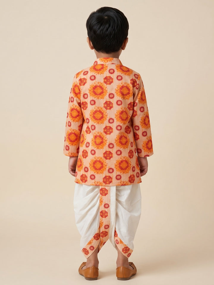 Orange Mandala Kurta Dhoti Set