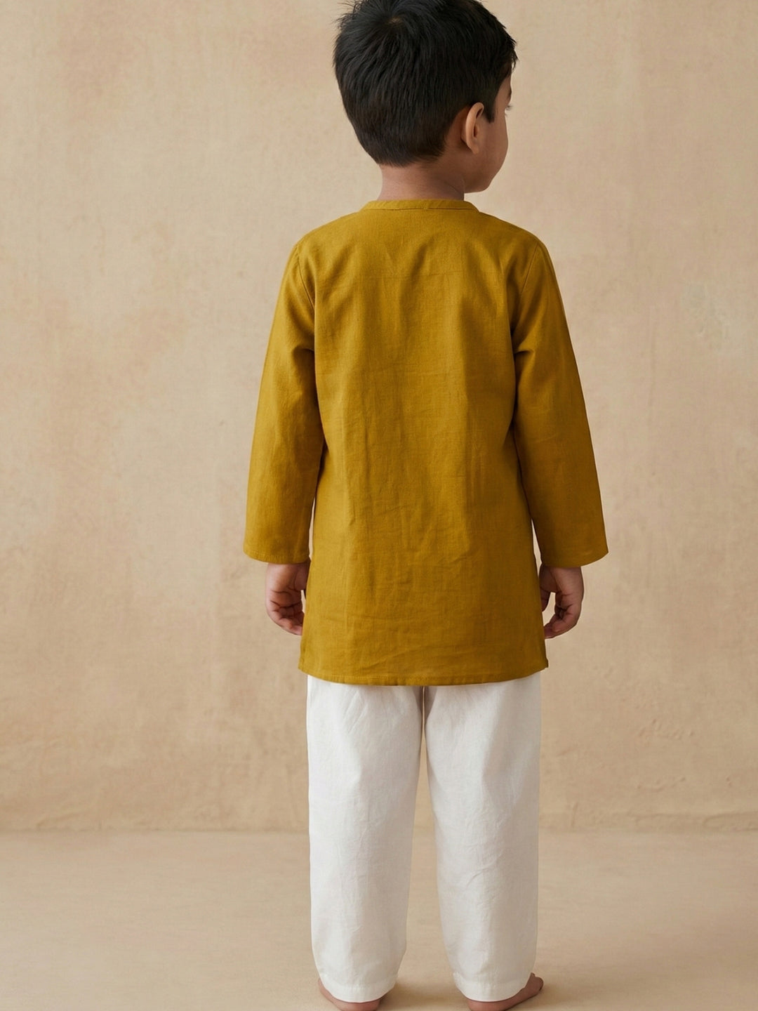 Mustard Embroidered Side Cut