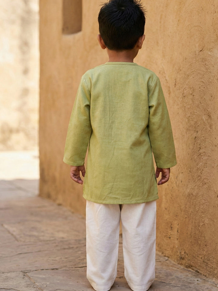 Green Embroidered Side Cut