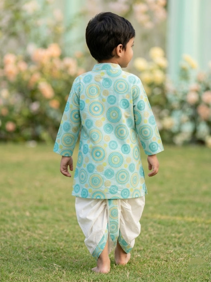 Aqua Mandala Kurta Dhoti Set
