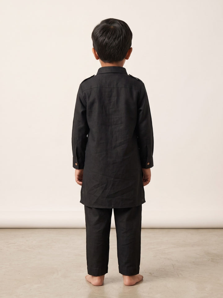 Black Pathani Kurta Pajama