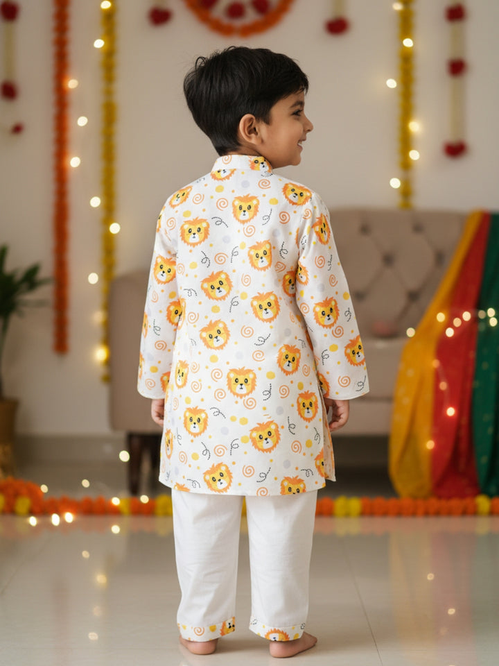 White Lion Faces Print