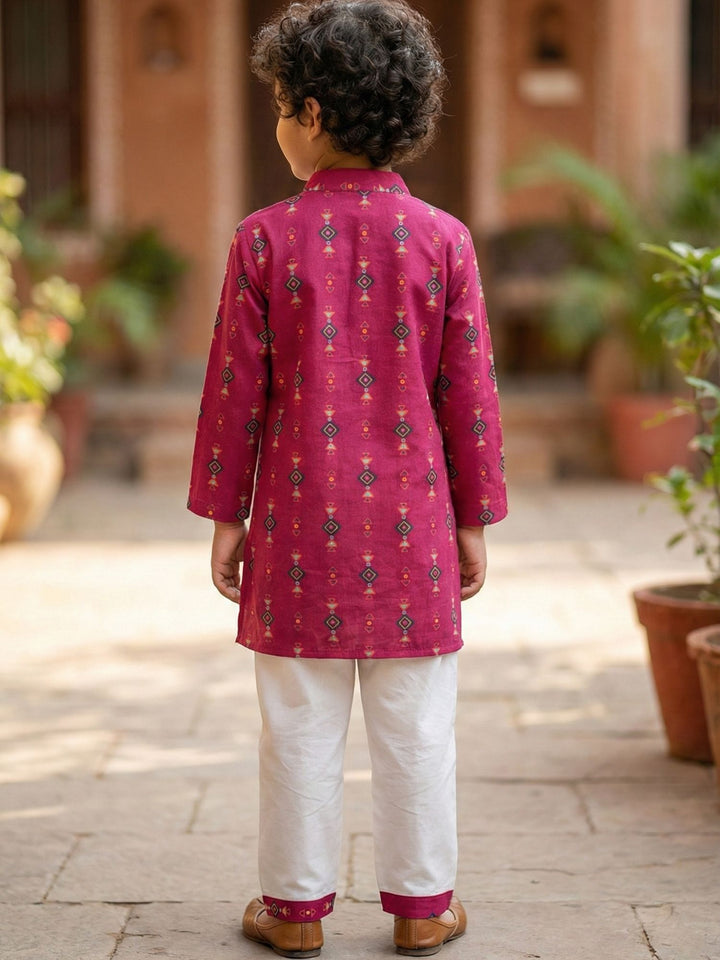 Magenta Tribal Motif Print