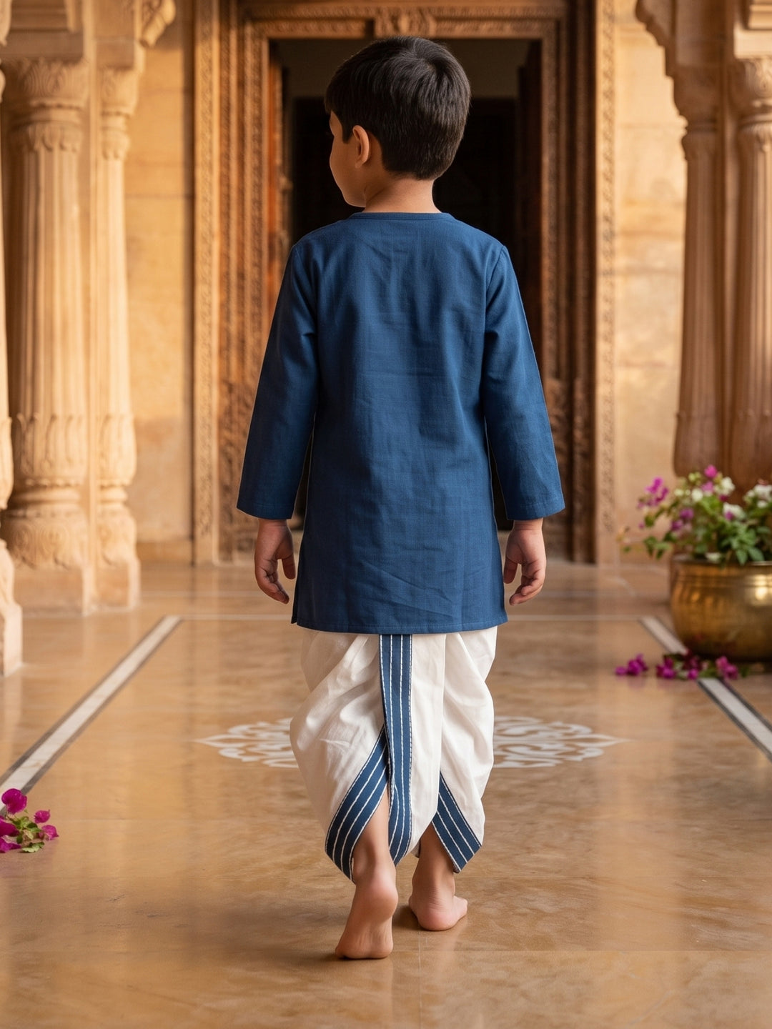 Blue Embroidered Kurta Dhoti Set