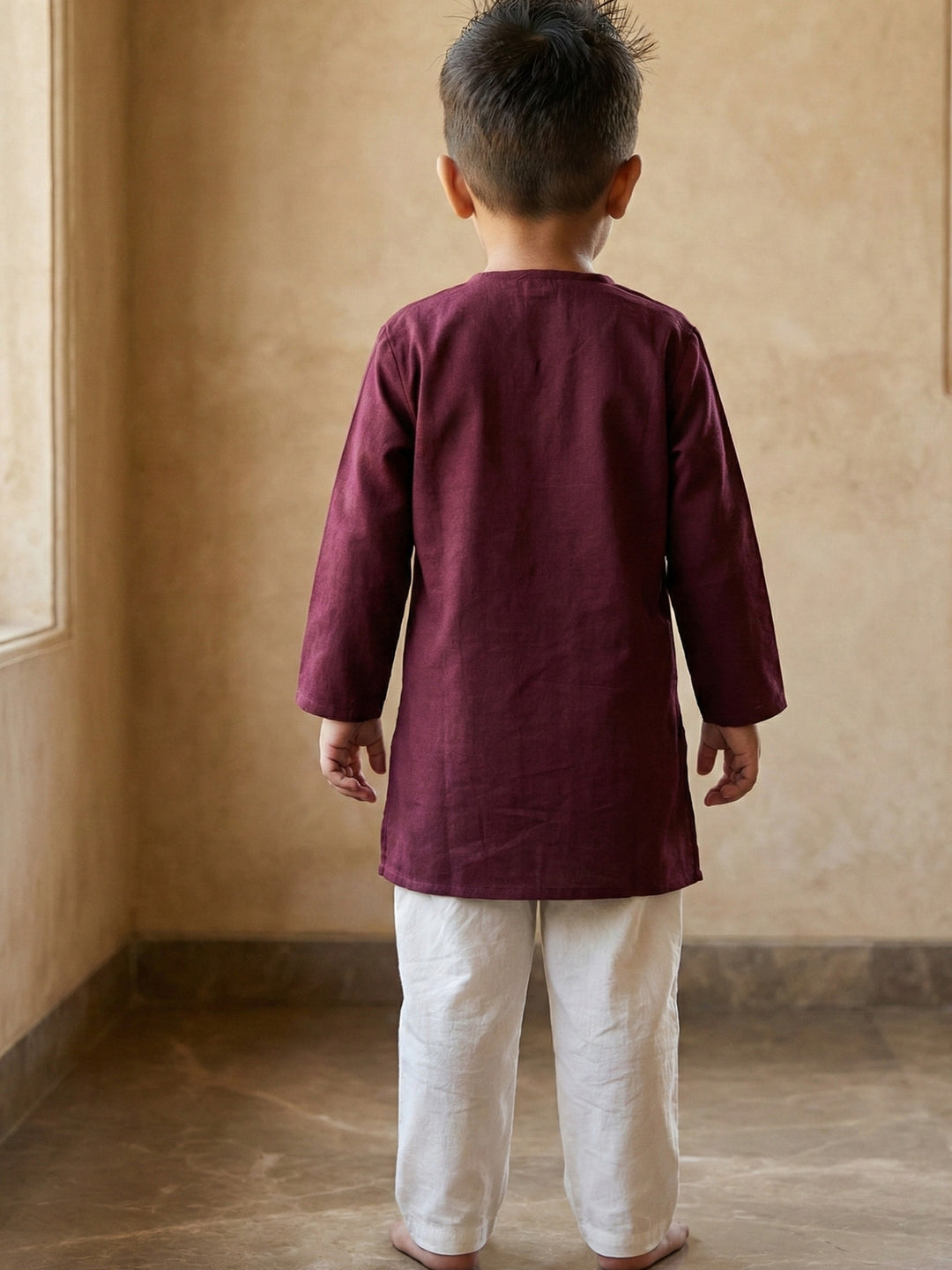 Maroon Embroidered Side Cut