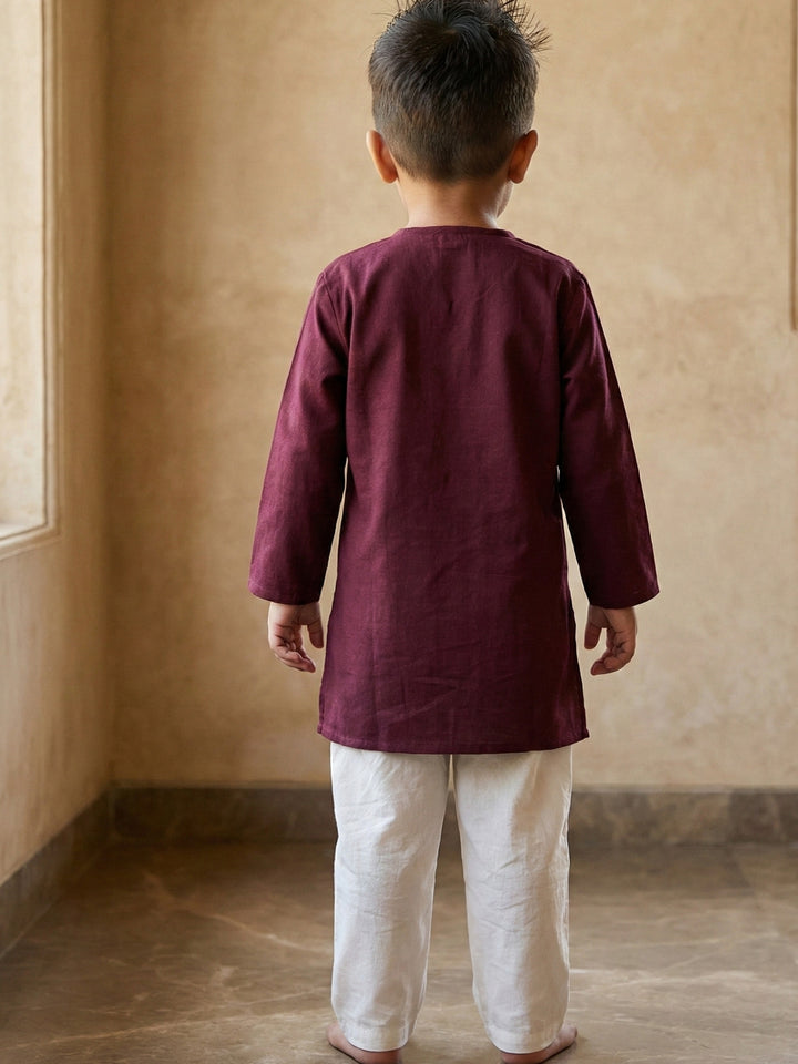 Maroon Embroidered Side Cut