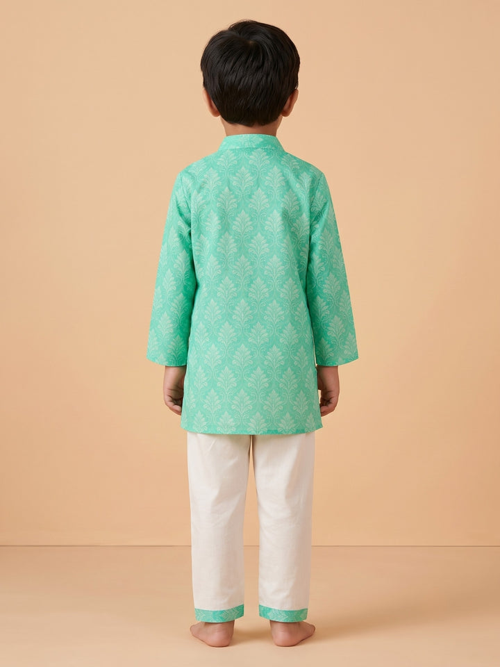 Aqua Floral Motif Print
