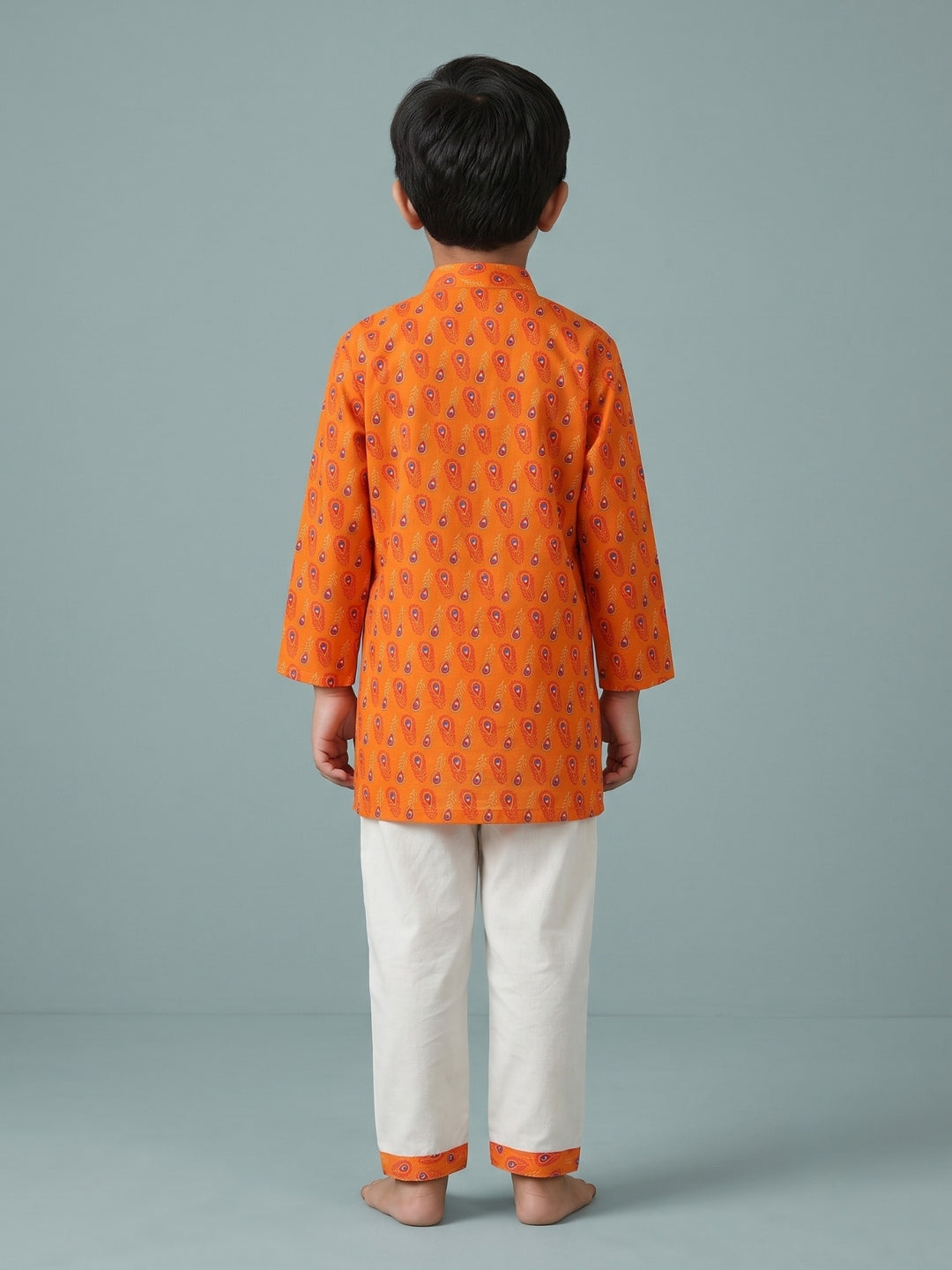Orange Peacock Feather Print